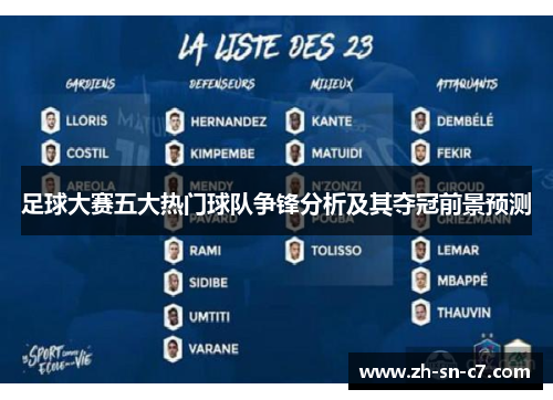 足球大赛五大热门球队争锋分析及其夺冠前景预测